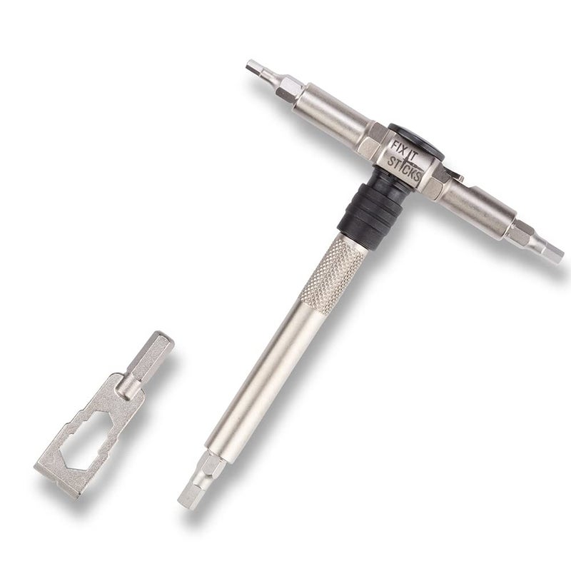 FIX IT STICKS Compact Ratcheting Multi-Tool - EDC Set with Ratcheting Locking Hex T-Way Wrench, Mini Pry Bar and 15 Bits Included - Image 3