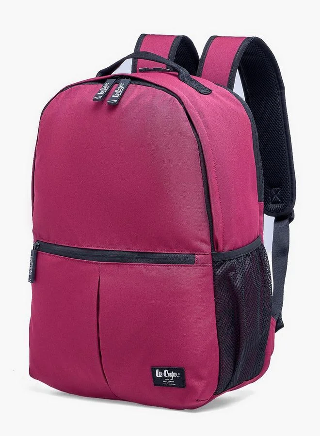 Lee Cooper BURGUNDY Solid Backpack For Boys 13+ Years With Padded Shoulder Strap for Men | Best Price UAE