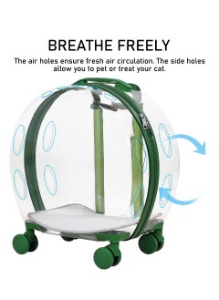 MAJIBAO Pet Carrier with Telescopic handle, Durable zipper, Ventilation holes, and Rolling wheels, Transparent pet stroller for outdoor activities, Ideal for cats and small dogs 93 cm (Green)  - Image 3