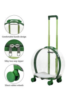 MAJIBAO Pet Carrier with Telescopic handle, Durable zipper, Ventilation holes, and Rolling wheels, Transparent pet stroller for outdoor activities, Ideal for cats and small dogs 93 cm (Green)  - Image 4