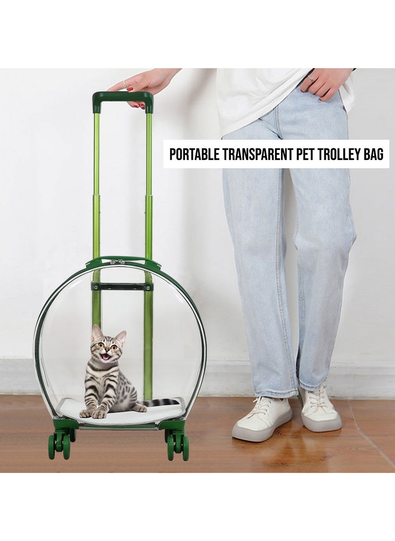 MAJIBAO - Pet Carrier with Telescopic handle, Durable zipper, Ventilation holes, and Rolling wheels, Transparent pet stroller for outdoor activities, Ideal for cats and small dogs 93 cm (Green) - Image 1