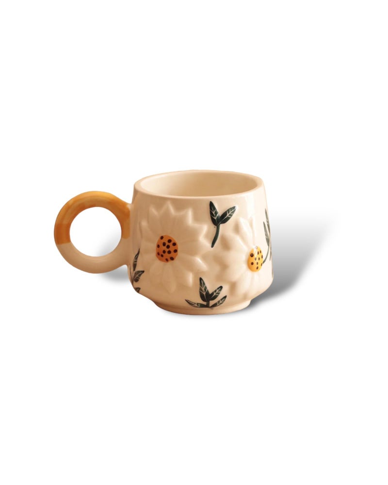 BACKKSPACE RETAIL Sun Flower Mug Set of 2 – 250ml Cream Mugs with Daisy Bloom Design | Perfect for Coffee or Tea Lovers | Microwave and Dishwasher Safe | Ideal for Home, Office, or Gifting - Image 3
