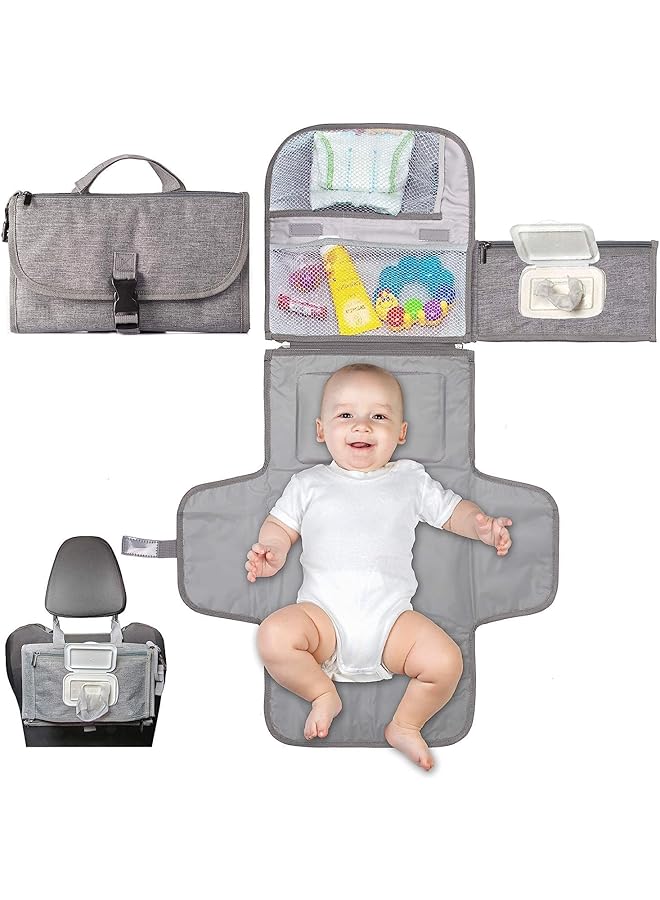 X spring Portable Diaper Changing Pad 2 In 1 Diaper Changing Mat & Insulated Bag Waterproof Change Mat Travel For Baby Baby Changing Pad With Smart Wipes Pocket Baby Changing Pad For Girl And Boy - Image 1