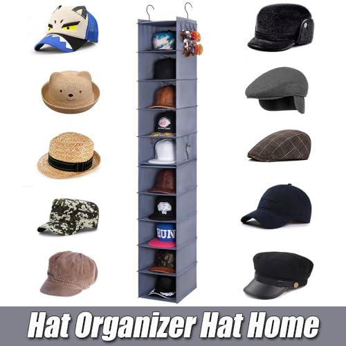 LADYBRO Baseball Cap Storage for Closet Hanging Hat Organizer Hat Rack 10-Shelf or 2 Pcs 5-Shelf, Trucker Dad Golf Cap Newsboy Container Display Hanger Holder Oxford Cloth Space Saver - Image 2