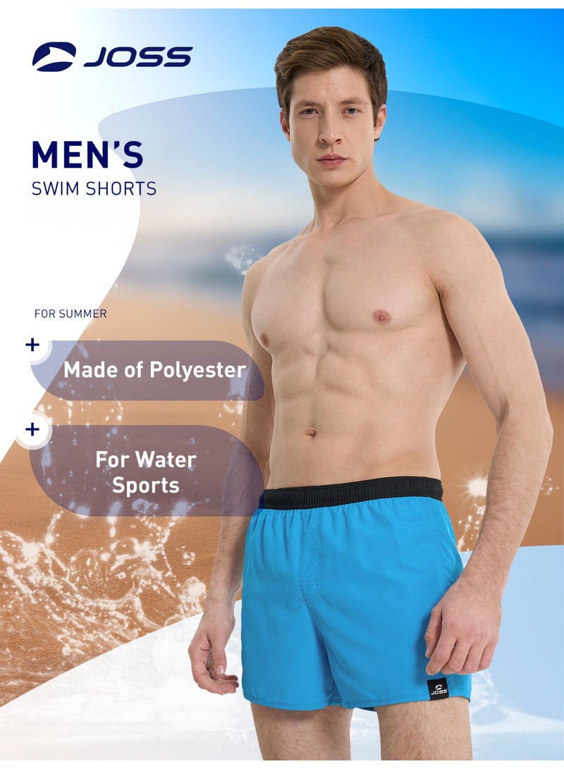 Joss Men’s Swimming Shorts - Joss Blue, Quick-Drying Swim Trunks with Adjustable Waist & Secure Pocket for Water Activities - Image 1