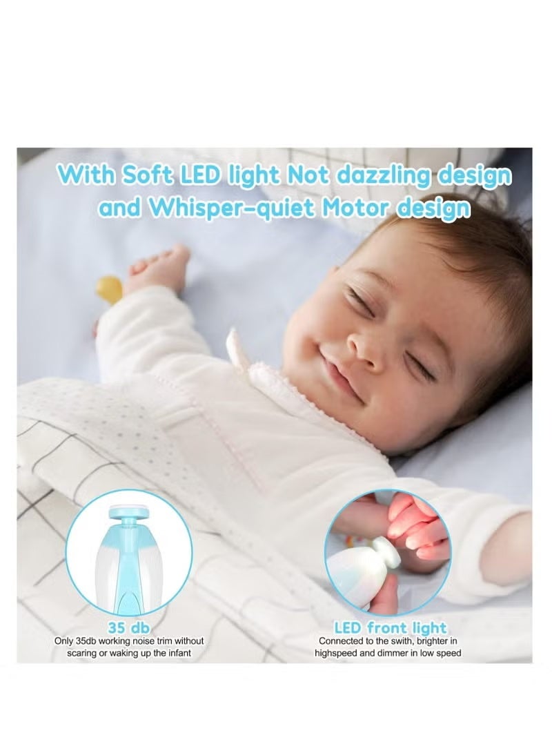 A ZONE Baby Nail Trimmer Electric - 6-in-1 Baby Nail Clippers & File Set with LED Light, Portable & Lightweight, Safe for Newborns, Toddlers, Kids, and Adults - Includes 6 Grinding & Polishing Heads" - Image 3