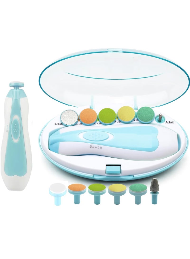 A ZONE Baby Nail Trimmer Electric - 6-in-1 Baby Nail Clippers & File Set with LED Light, Portable & Lightweight, Safe for Newborns, Toddlers, Kids, and Adults - Includes 6 Grinding & Polishing Heads" - Image 1