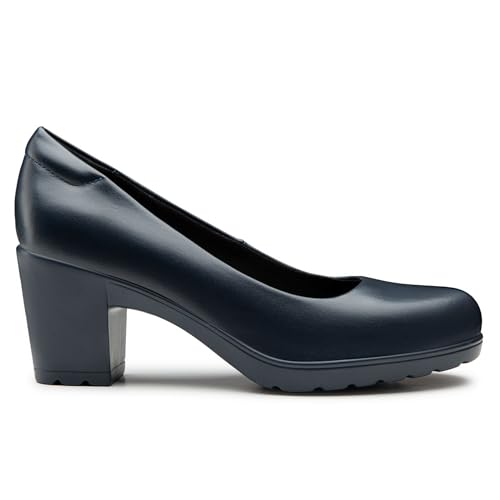 Trary Chunky Block Pumps for Women Slip On Low Heel Closed Round Toe Dress Shoes Classic Shoes Wedding Party Office Lady Shoes,Navy,Size 6 - Image 2