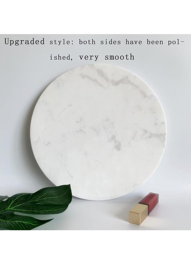 TYCOM Round Vanity Tray, Bathroom Vanity Tray Resin Kitchen Sink Tray, Countertop Organizer Tray for Perfume Towel Dresser Jewelry Candle, Coffee Table Decorative Tray,10 MM White - Image 2