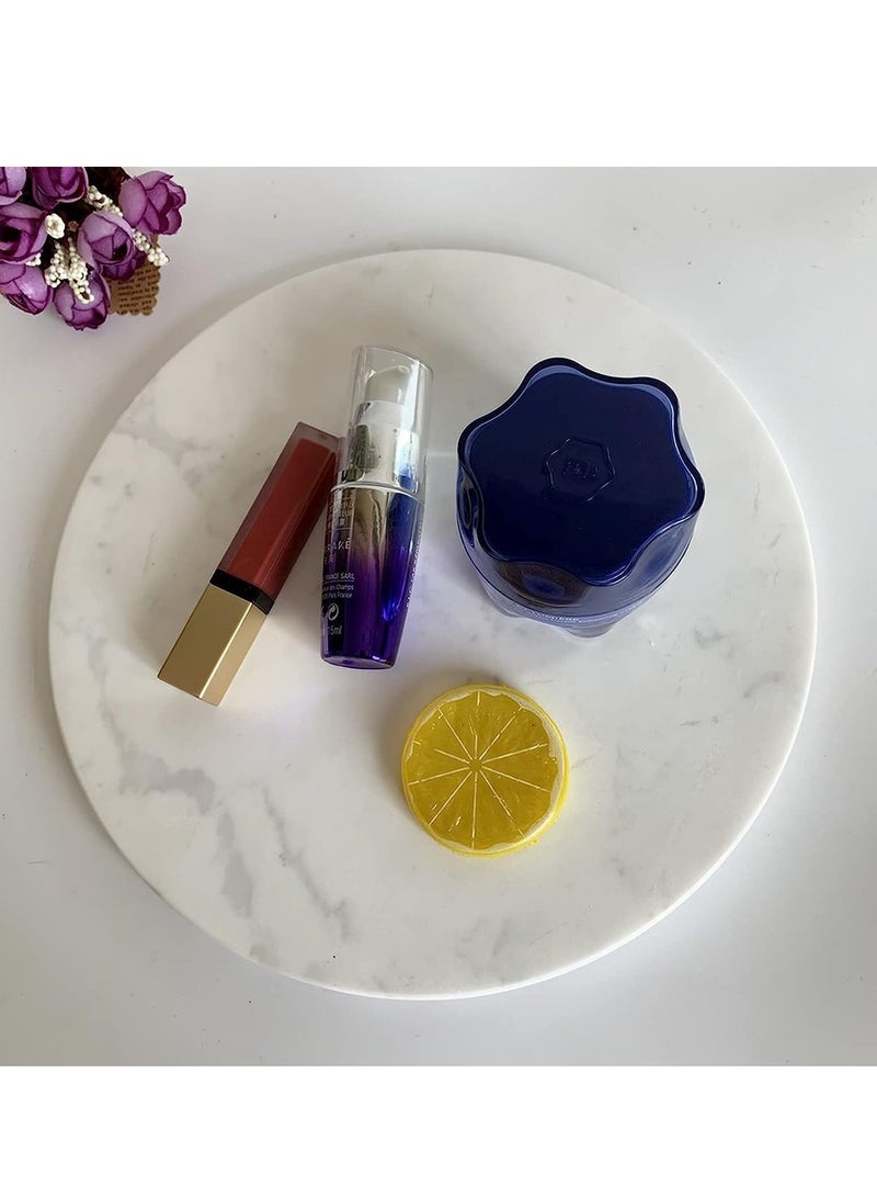 TYCOM Round Vanity Tray, Bathroom Vanity Tray Resin Kitchen Sink Tray, Countertop Organizer Tray for Perfume Towel Dresser Jewelry Candle, Coffee Table Decorative Tray,10 MM White - Image 3