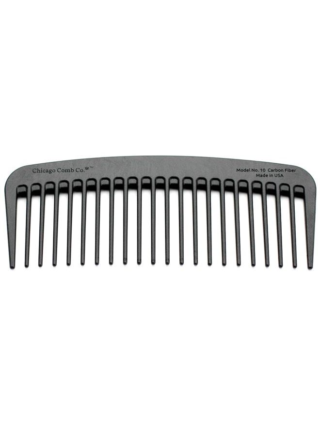 Chicago Comb Model 10 Carbon Fiber, Compact Wide-Tooth Comb, Made in USA, Anti-Static, 5 Inches (12.7 cm) Long, Graphite Black - Image 2