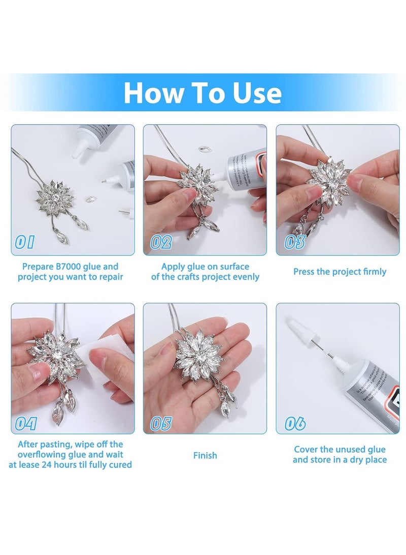 B-7000 Super Glue,Industrial Strength Adhesive B7000 Glues Paste for Rhinestones Crafts, Clothes Shoes, Fabric, Jewelry Making, Cell Phones, Tablet, Wood, Rubber, Leather Textile (2x50 ml/2.1 oz) - Image 4