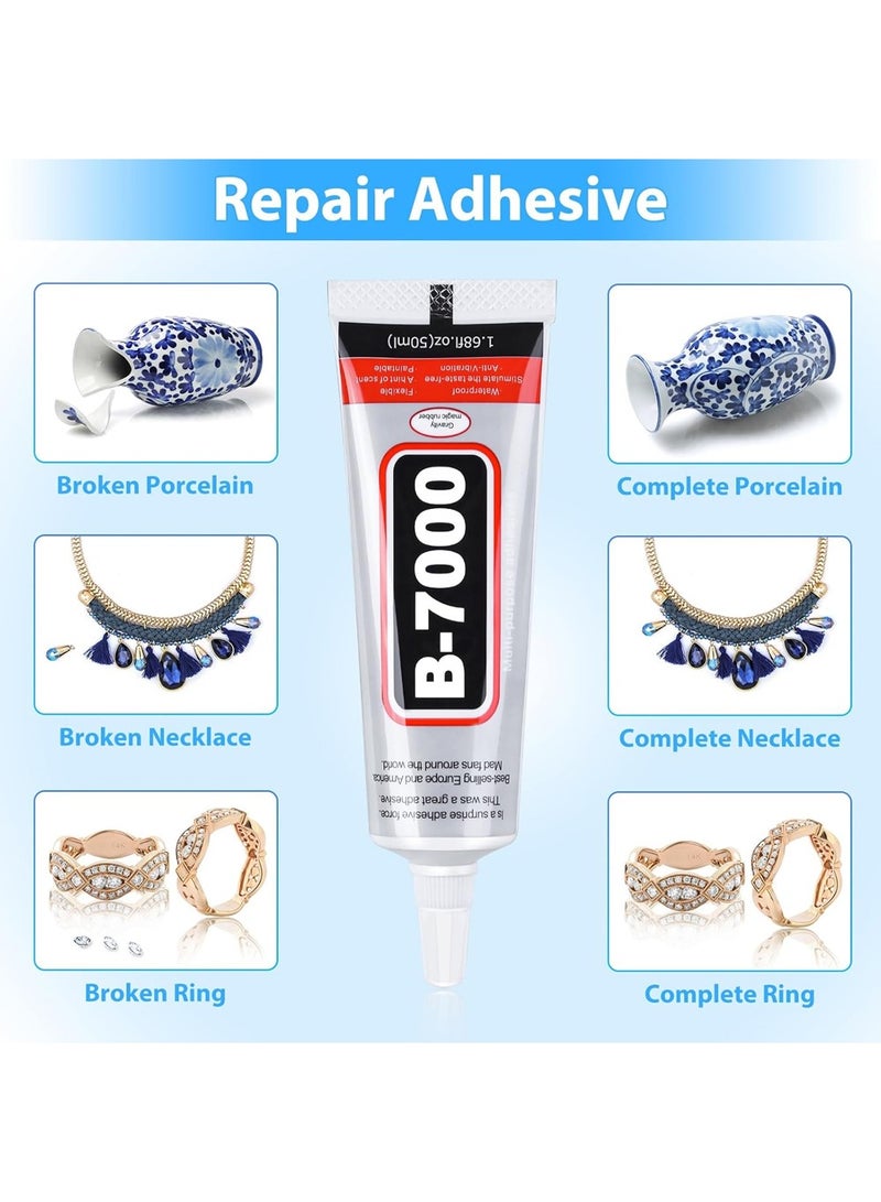 B-7000 Super Glue,Industrial Strength Adhesive B7000 Glues Paste for Rhinestones Crafts, Clothes Shoes, Fabric, Jewelry Making, Cell Phones, Tablet, Wood, Rubber, Leather Textile (2x50 ml/2.1 oz) - Image 3