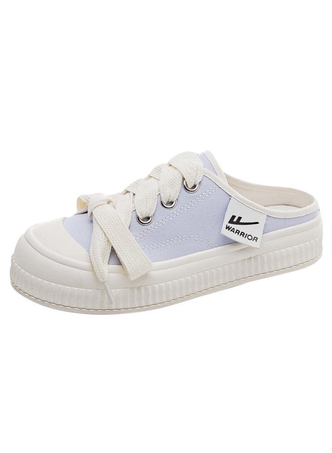 Pull Back Warrior Women's Slip-on Casual Sneakers Versatile Closed-toe Half-supported Shoes - 852-1 Light Purple Size 39 - Image 3