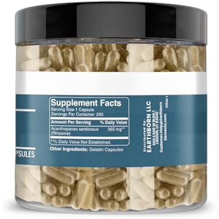 Earthborn Elements Siberian Eleuthero 200 Capsules, Pure & Undiluted, No Additives - Image 2