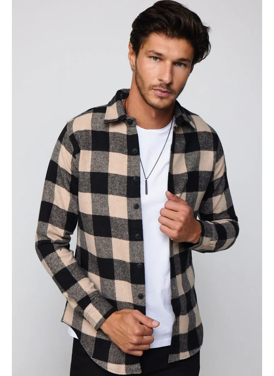 Tudors Slim Fit Slim Fit Checked Lumberjack Men's Shirt