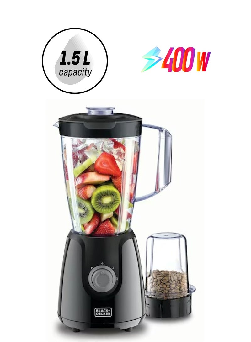 BLACK+DECKER Blender With Grinder Mill 1.5 L 400 W BX4130-B5 Black - Image 1