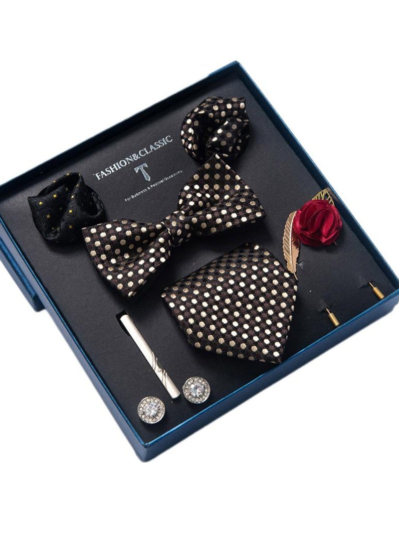 Generic - 8pcs tie set bow tie men's accessories brooch brooch cufflinks formal suit accessories set - Image 1