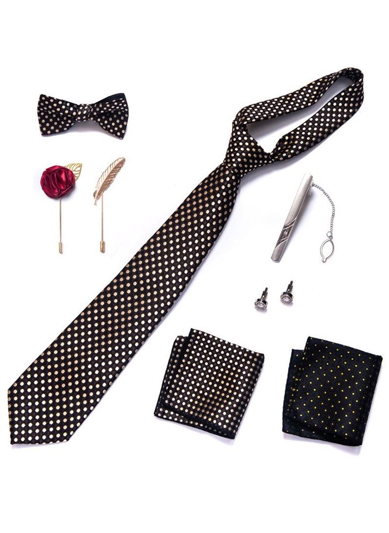 Generic - 8pcs tie set bow tie men's accessories brooch brooch cufflinks formal suit accessories set - Image 1