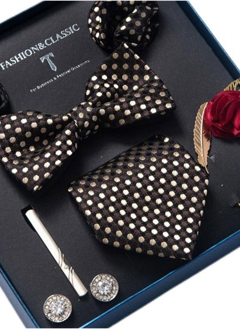 Generic - 8pcs tie set bow tie men's accessories brooch brooch cufflinks formal suit accessories set - Image 1