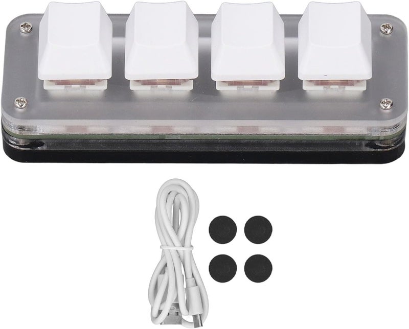 لوحة مفاتيح ميكانيكية من 4 مفاتيح بمفتاح أحمر، إضاءة RGB، اتصال USB C - مفاتيح قابلة للبرمجة، بناء متين، مثالية للألعاب والاستخدام الصناعي - Image 1