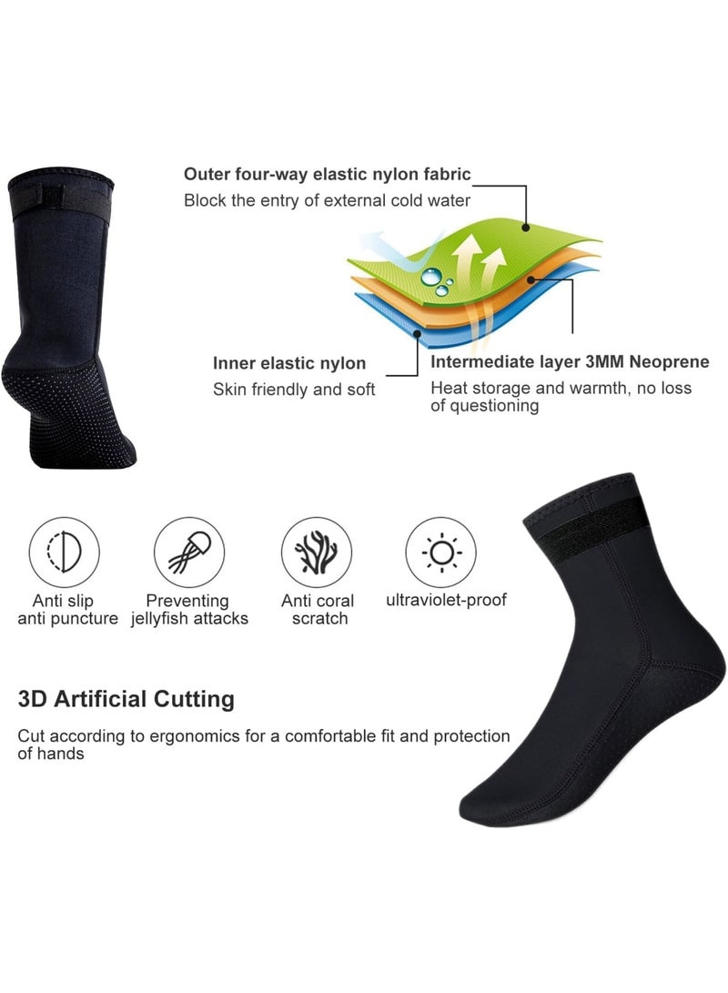 SOLARAE 3mm Sports Neoprene Water Socks, Anti-Slip Wetsuit Socks, Adjustable Velcro loop Strap, Suitable for Water Sports, Scuba Diving, Snorkeling, Swimming (L) - Image 3