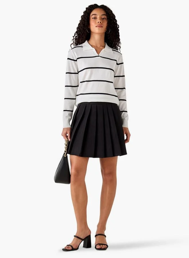 تواكستريمز 2Xtremz Regular Fit Striped Collared Tricot Sweater