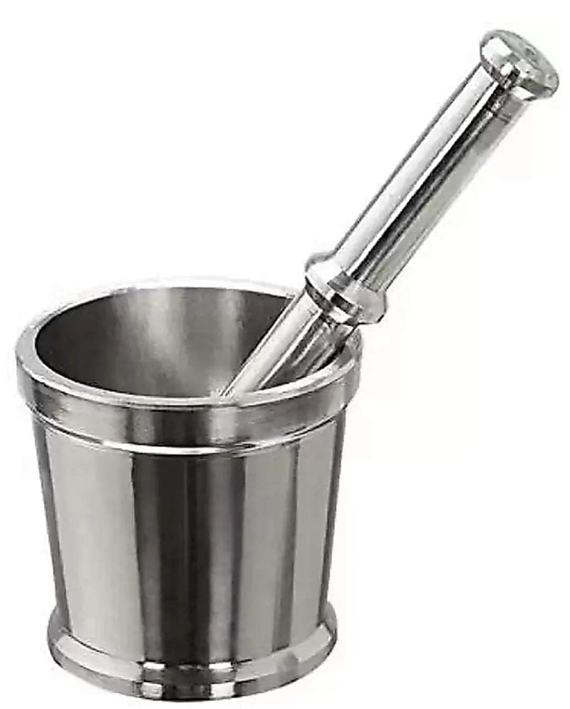 SHIFA CRAFT Stainless Steel Okhli Masher Mortar and Pestle Set for Kitchen Set of 1 Pestle and okhali Imam dasta Spice Grinder Stainless Steel Pour okhali Big Size Pestle Set - Image 1