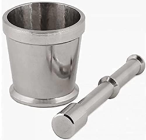SHIFA CRAFT Stainless Steel Okhli Masher Mortar and Pestle Set for Kitchen Set of 1 Pestle and okhali Imam dasta Spice Grinder Stainless Steel Pour okhali Big Size Pestle Set - Image 3