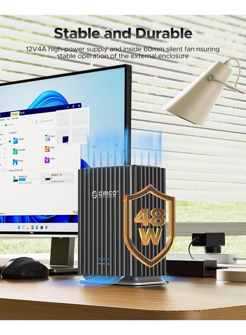 Orico ORICO 2 Bay Hard Drive Enclosure USB C Plug and Play DAS Backup with 12V/4A Power Adapter Maximum 2*22TB Storage for Personal Local Database - 9728C3 - Image 4