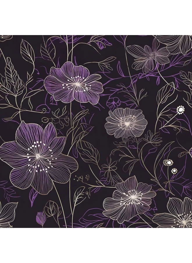 Laatse Purple Floral Wallpaper Peel and Stick Boho Wallpaper Dark Floral Contact Paper Waterproof Self Adhesive Vintage Botanical Wall Paper for Bedroom Walls Cabinet Decor 17.5“x118” - Image 1