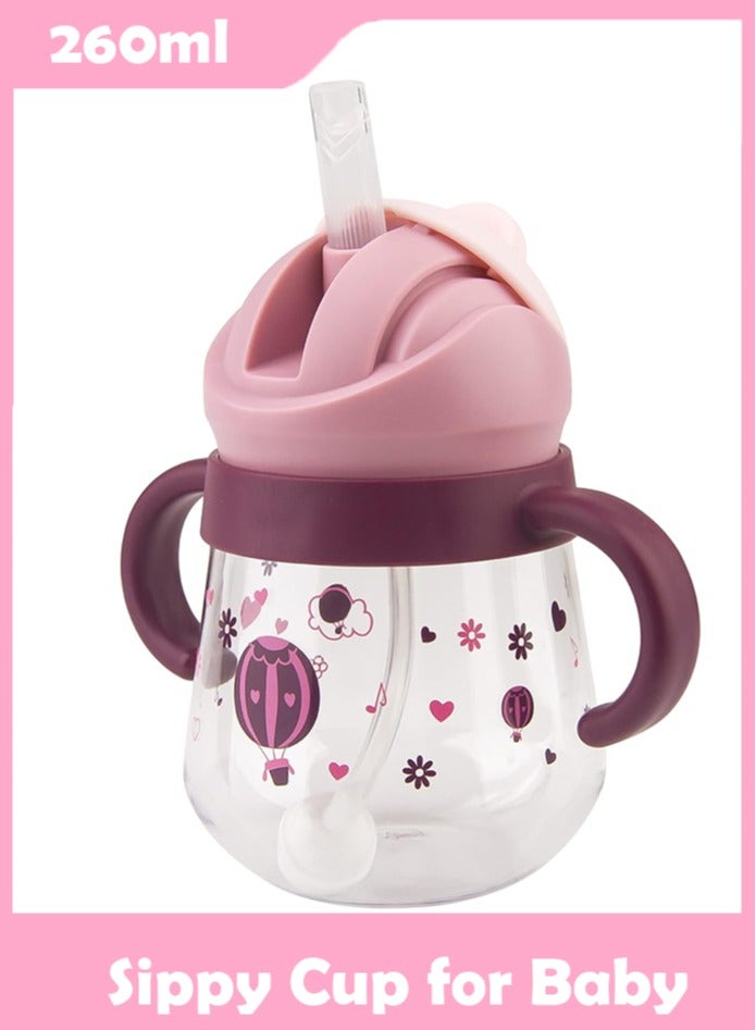 260ml Sippy Cup for Baby Months 6+, Weighted Straw Non Spill Cup for Toddlers, Baby Straw Cup with Handles, Spill-Proof, Leak-Proof Soft Spout Cup, BPA Free - Image 1