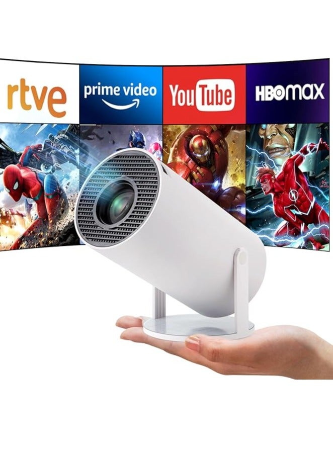 Projector Smart 4K Portable Projector – 200" Android WiFi Bluetooth Movie Projector with Auto Keystone & Flip Round Design  - Image 2