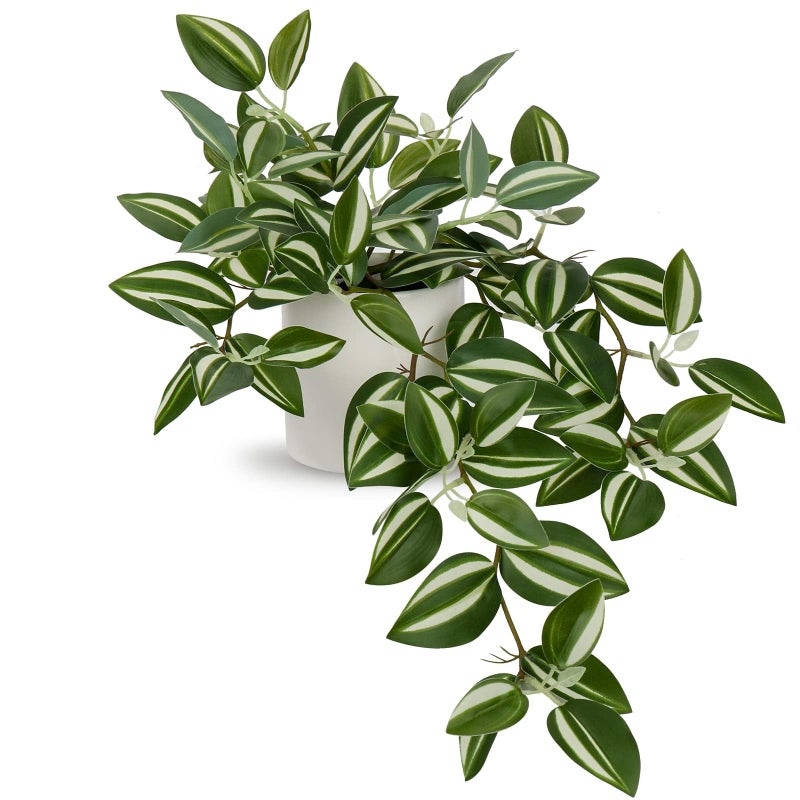 GnFlus Fake Hanging Plants 20 Inch Artificial Ivy Plant in Ceramic Pot Faux Vine Potted for Home Bedroom Office Table Shef Desk Indoor Outdoor Decor  Style 3