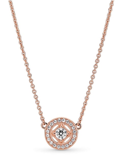 PANDORA Vintage Round Collier Adjustable Necklace in 14k Rose Gold and Clear Cubic Zirconia