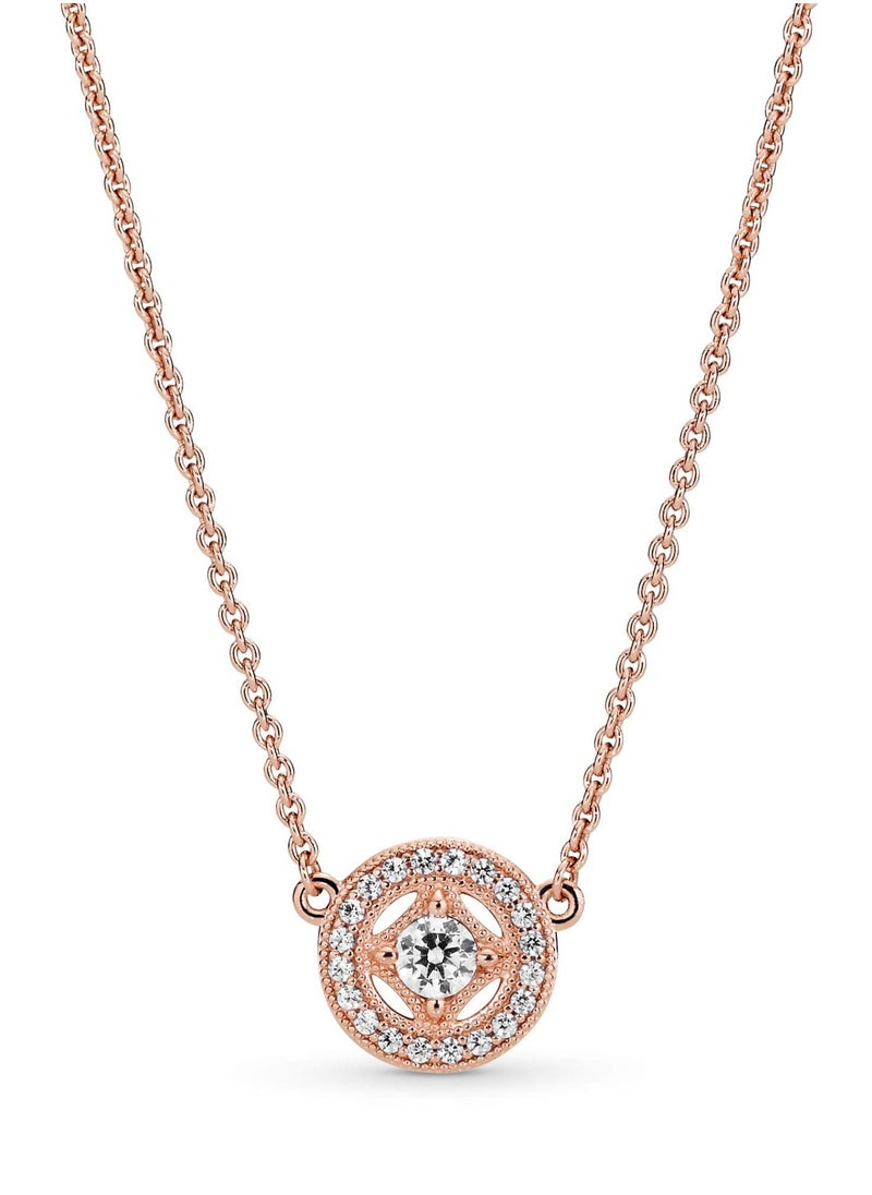 Pandora Violet PANDORA Vintage Round Collier Adjustable Necklace in 14k Rose Gold and Clear Cubic Zirconia  - Image 1
