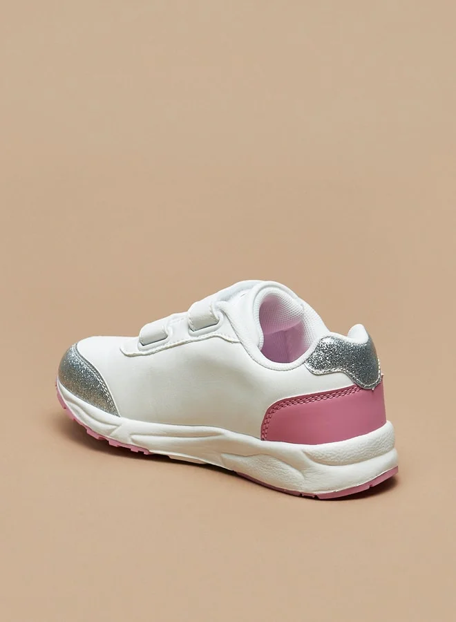 ديزني Girls Princess Print Sneakers with Hook and Loop Closure