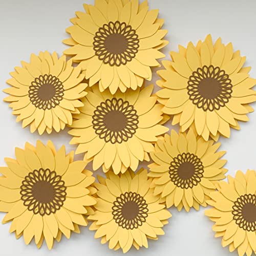 Pinfliers Sunshine or Summer Theme Paper Sunflower Garland, A Set of 8 Flowers for Birthday Decoration, 36 inches in Length, Yellow and Brown, 30th / 40th Birthday Decoration Items - Image 5