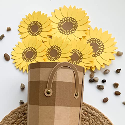 Pinfliers Sunshine or Summer Theme Paper Sunflower Garland, A Set of 8 Flowers for Birthday Decoration, 36 inches in Length, Yellow and Brown, 30th / 40th Birthday Decoration Items - Image 4