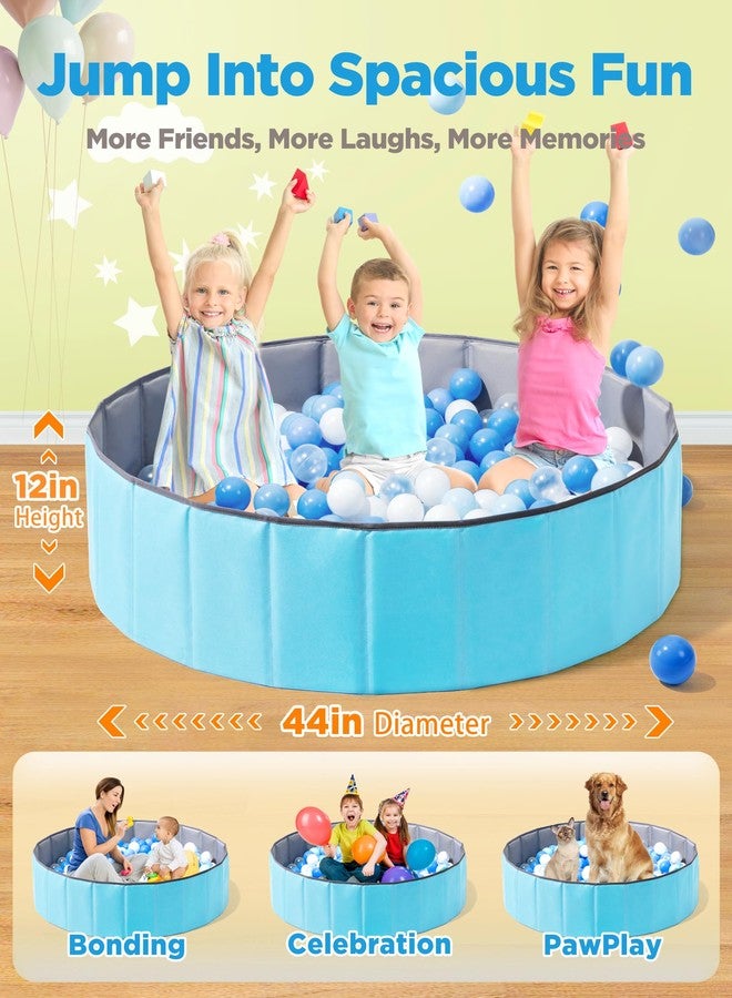 Hikiddy Large Ball Pit for Toddlers - 44in Baby Ball Pool with Playmat, Hold Over 1000 Balls, Foldable Play Pit for Kids Dogs Indoor and Outdoor Games, Party Toys Gifts, Balls Not Include (Blue) - Image 2