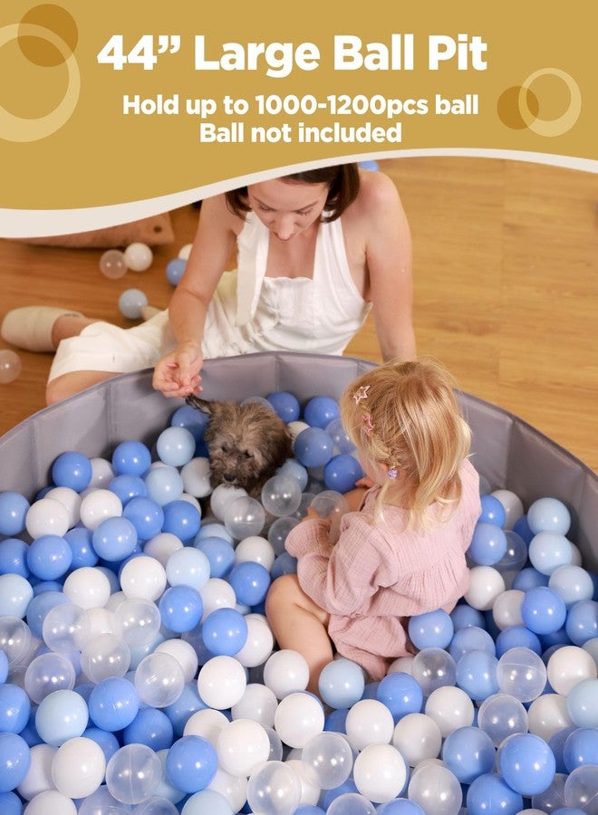 Hikiddy Large Ball Pit for Toddlers - 44in Baby Ball Pool with Playmat, Hold Over 1000 Balls, Foldable Play Pit for Kids Dogs Indoor and Outdoor Games, Party Toys Gifts, Balls Not Include (Blue) - Image 3