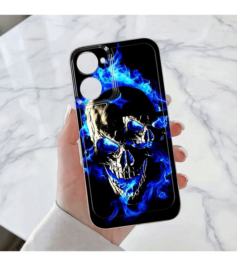 حافظة هاتف لـ Vivo Y75 5G، ألوان متعددة، تصميم كرتوني جمجمة لهب، شفافة مضادة للسقوط، كاملة التغطية من TPU. - Image 2