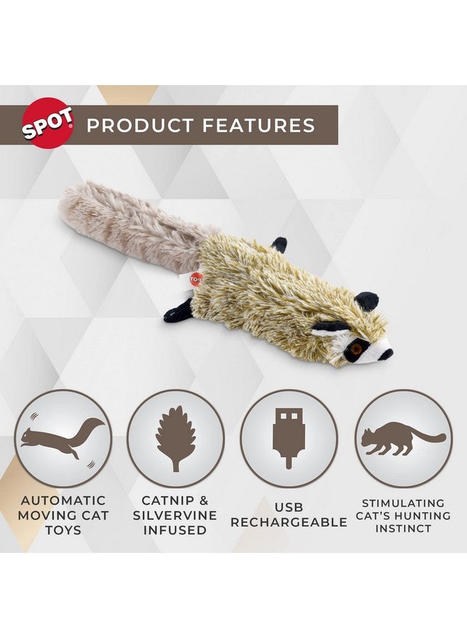 SPOT Flippin’ Skinneeez Raccoon Cat Toy with Catnip - Realistic Flopping Design, Touch-Activated Movement and Sounds, USB Rechargeable, Perfect for Indoor Cats, 15-Inch - Image 2