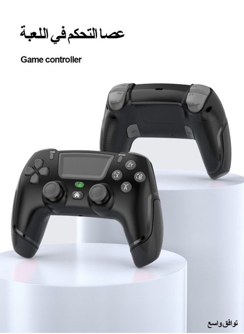 Versatile Bluetooth Game Controller Gamepad Supports PS3 PS4 PC SWITCH Android HID Mode with Back Macro Settings Motor Vibration Durable Design Black