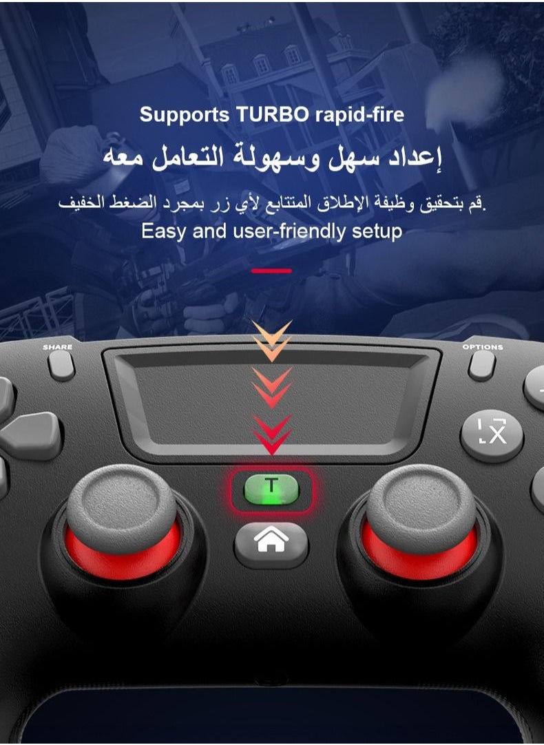 Generic - Versatile Bluetooth Game Controller Gamepad Supports PS3 PS4 PC SWITCH Android HID Mode with Back Macro Settings Motor Vibration Durable Design Black - Image 1