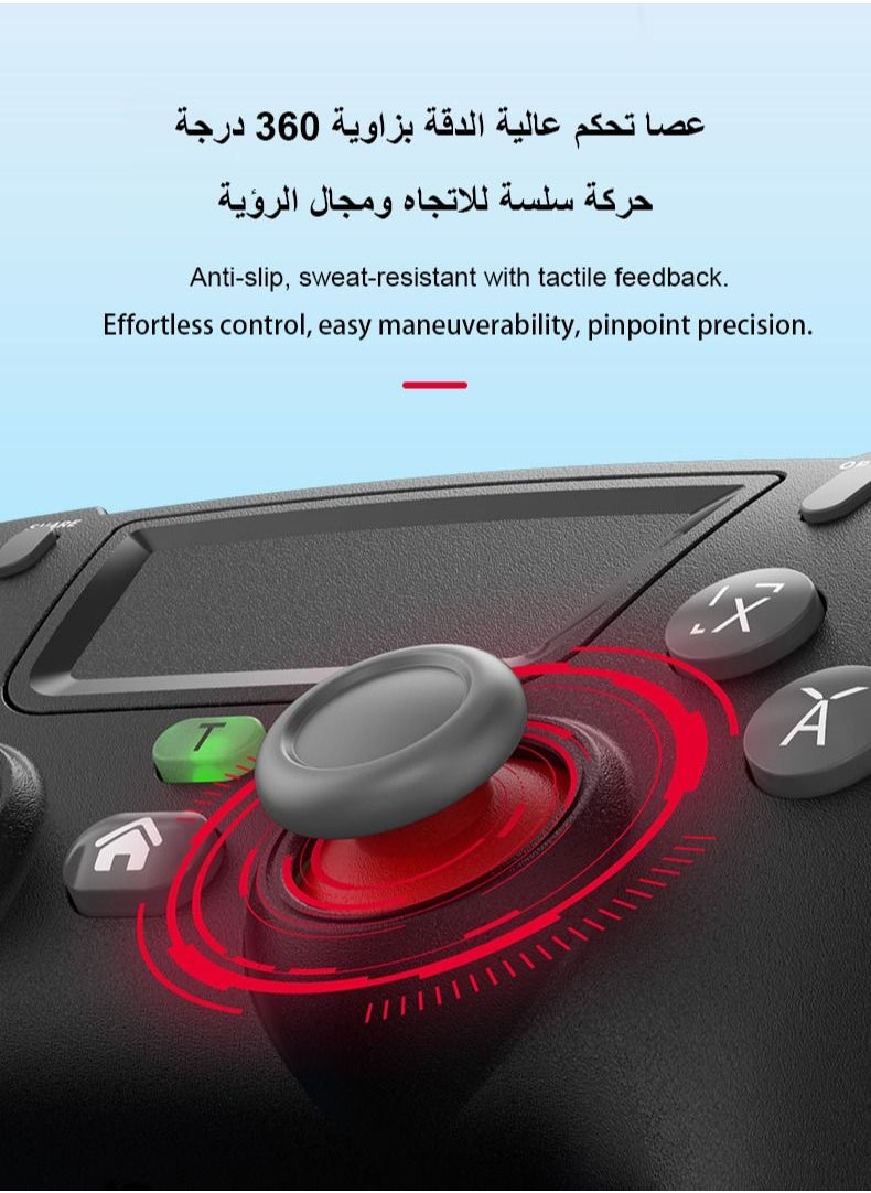 Generic - Versatile Bluetooth Game Controller Gamepad Supports PS3 PS4 PC SWITCH Android HID Mode with Back Macro Settings Motor Vibration Durable Design Black - Image 1