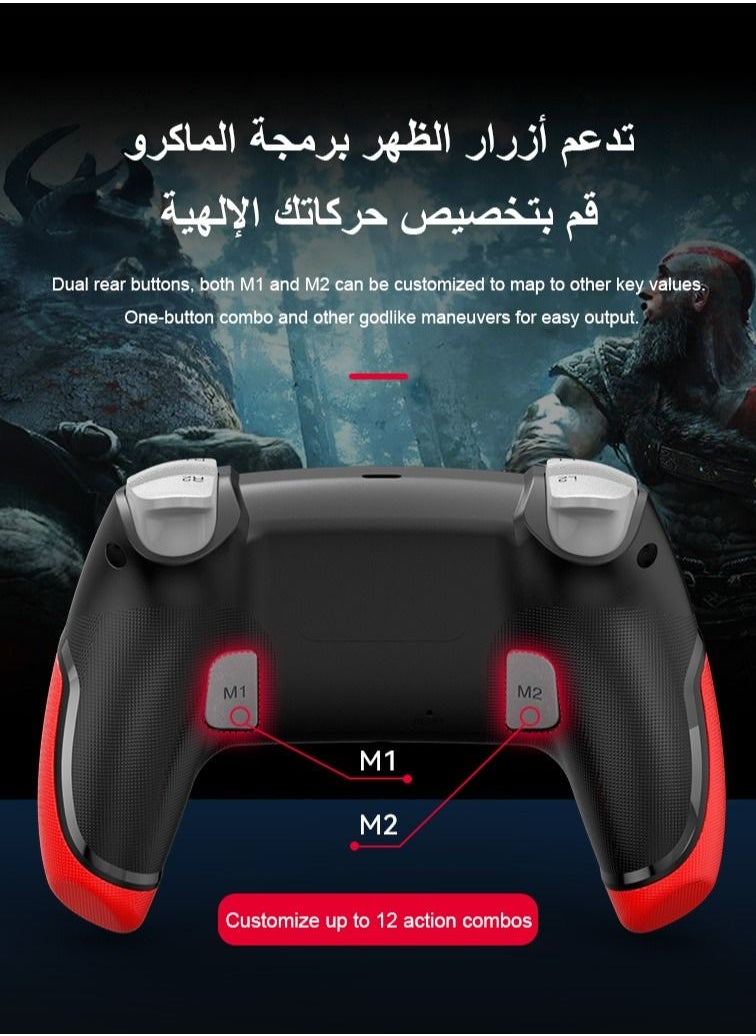 Generic - Versatile Bluetooth Game Controller Gamepad Supports PS3 PS4 PC SWITCH Android HID Mode with Back Macro Settings Motor Vibration Durable Design Black - Image 1