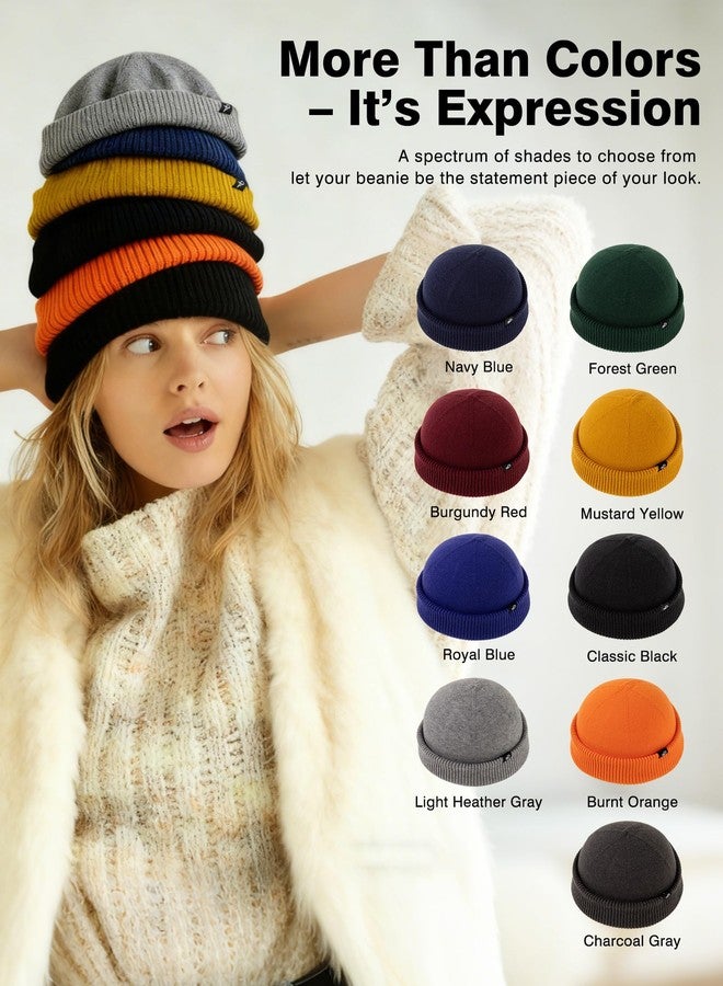 Comhats Short Fisherman Beanie Hats for Men Women - Soft Stretchy Knit Cuffed Beanies, Unisex Small Beanie Trawler Style for Fall Spring Outdoor, Christmas - Forest Green M/L - Image 4