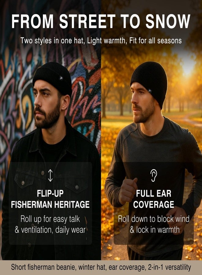 Comhats Short Fisherman Beanie Hats for Men Women - Soft Stretchy Knit Cuffed Beanies, Unisex Small Beanie Trawler Style for Fall Spring Outdoor, Christmas - Forest Green M/L - Image 5