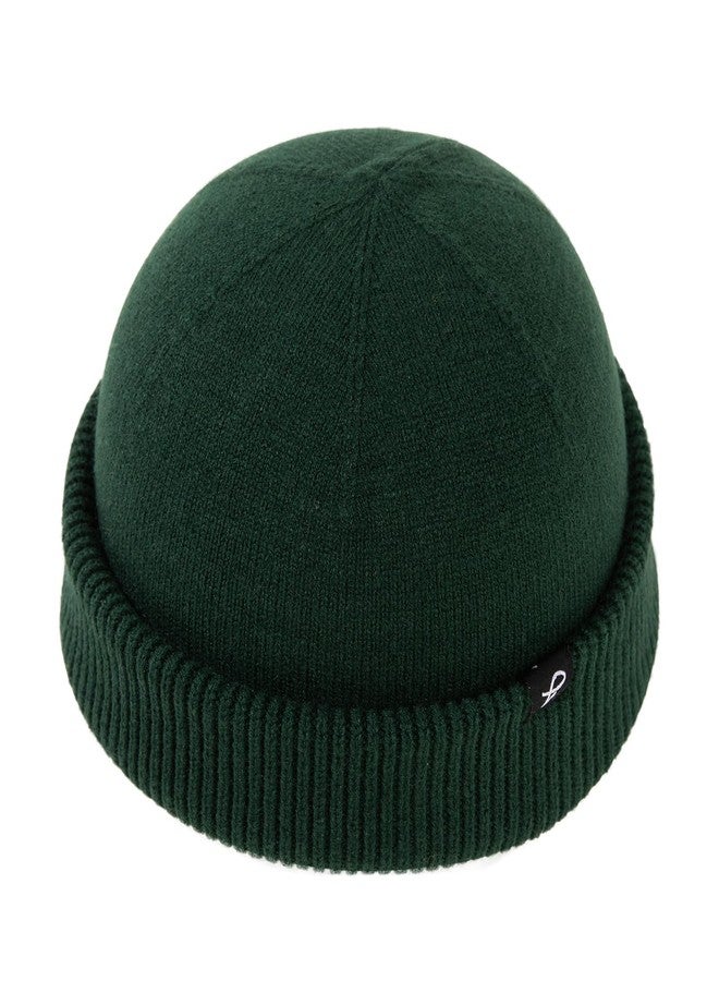 Comhats Short Fisherman Beanie Hats for Men Women - Soft Stretchy Knit Cuffed Beanies, Unisex Small Beanie Trawler Style for Fall Spring Outdoor, Christmas - Forest Green M/L - Image 1